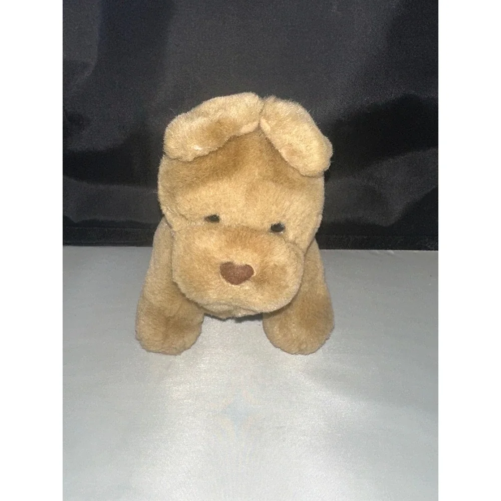 Vintage Pucker Pup Plush Dog Tan Stuffed Animal Wrinkled Snout 9 Inch